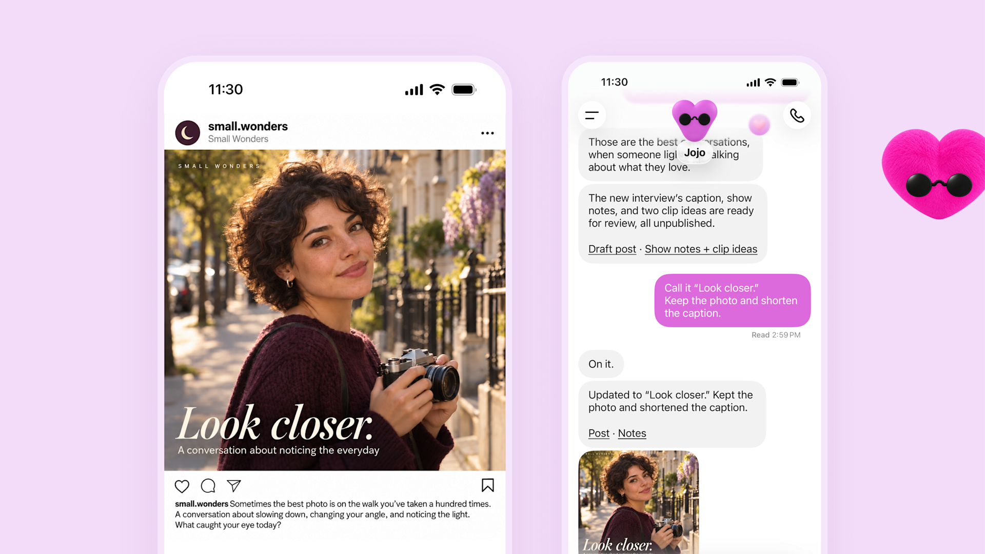 The creator example from OpenAI's launch post: a dot preparing an interview post and social image. Image: OpenAI